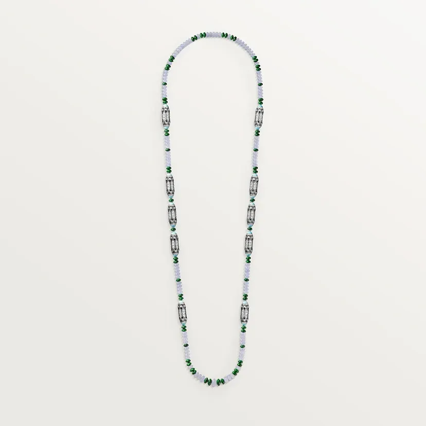 Géometrie &amp; Contrastes necklace, chalcedony, paved