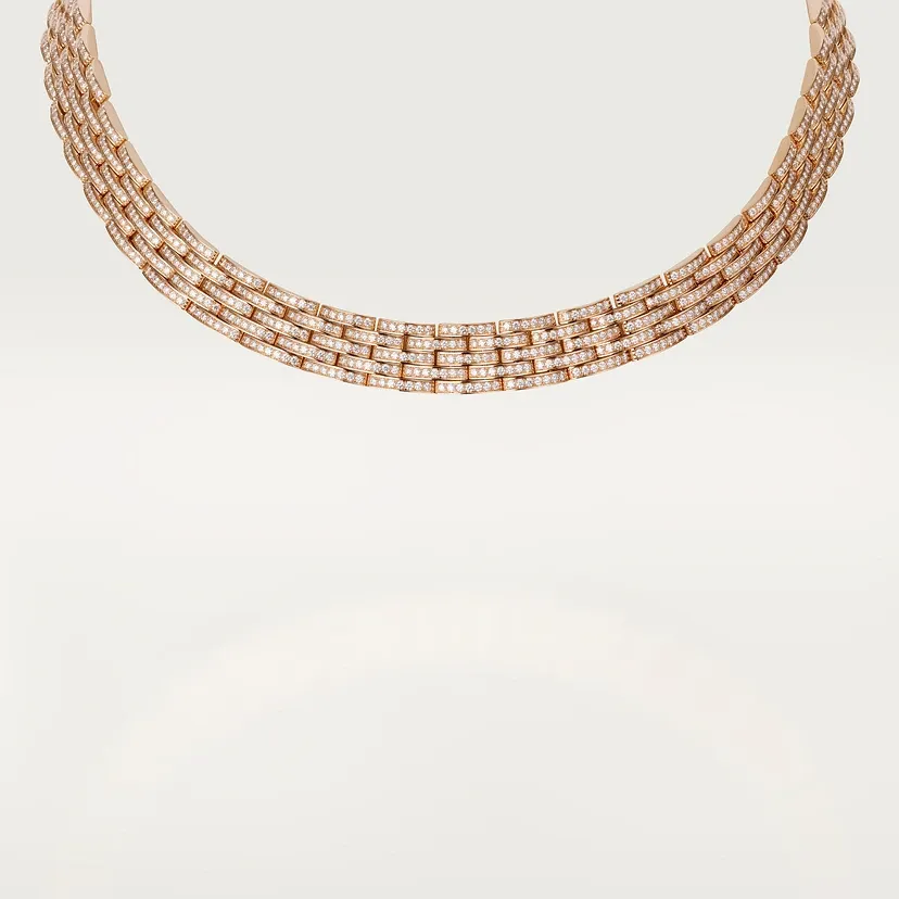Maillon Panthère necklace, five rows, paved