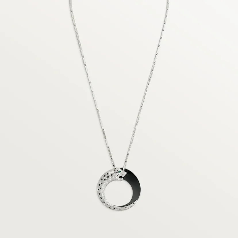 Panthère de Cartier necklace, black ceramic, paved