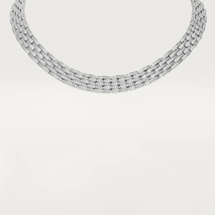 Maillon Panthère necklace, five rows, paved