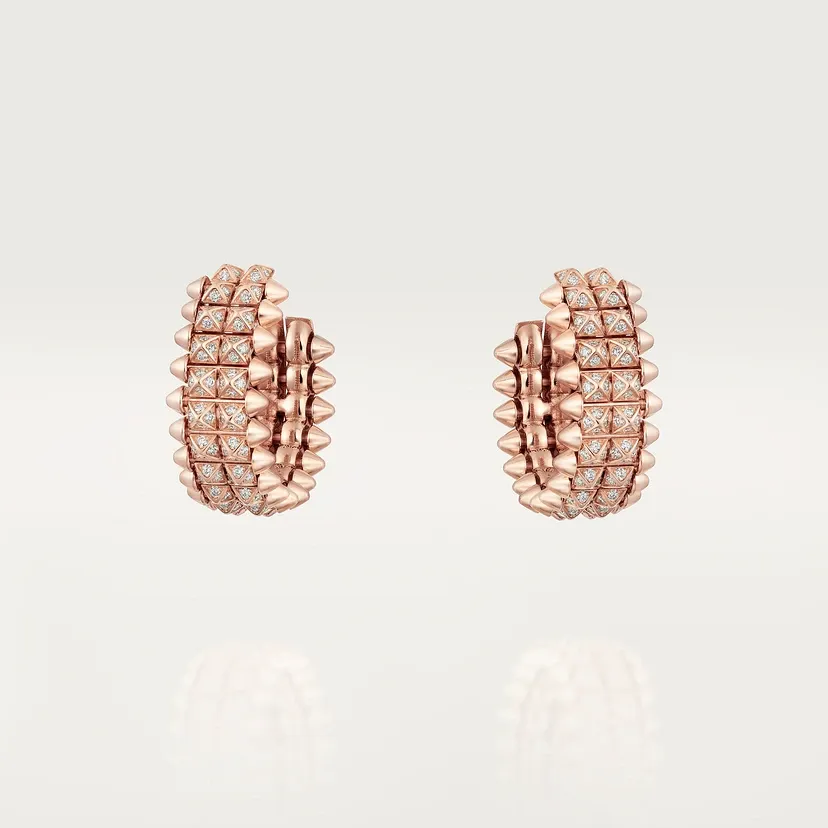 Clash de Cartier hoop earrings, double row, paved