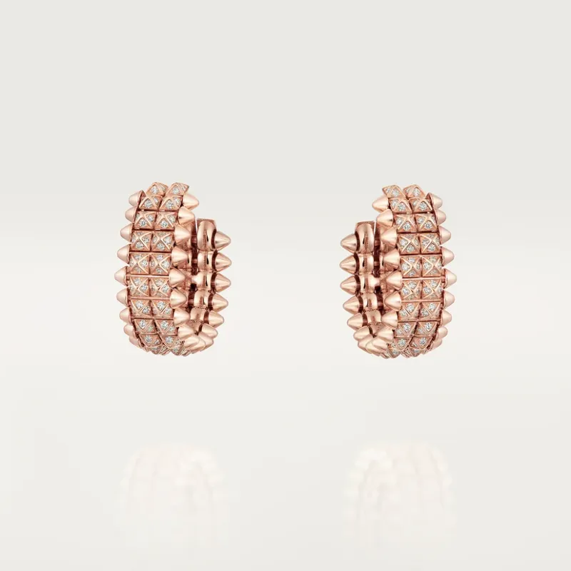 Clash de Cartier hoop earrings, double row, paved