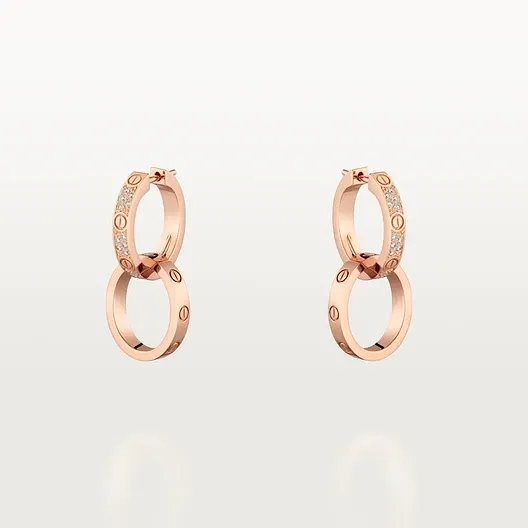 LOVE earrings, transformable, semi-paved