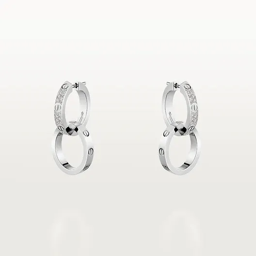 LOVE earrings, transformable, semi-paved