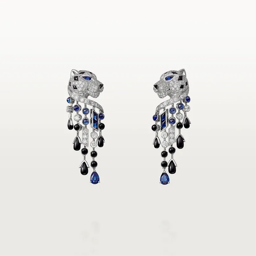 Panthère de Cartier earrings, sapphire, large model, paved