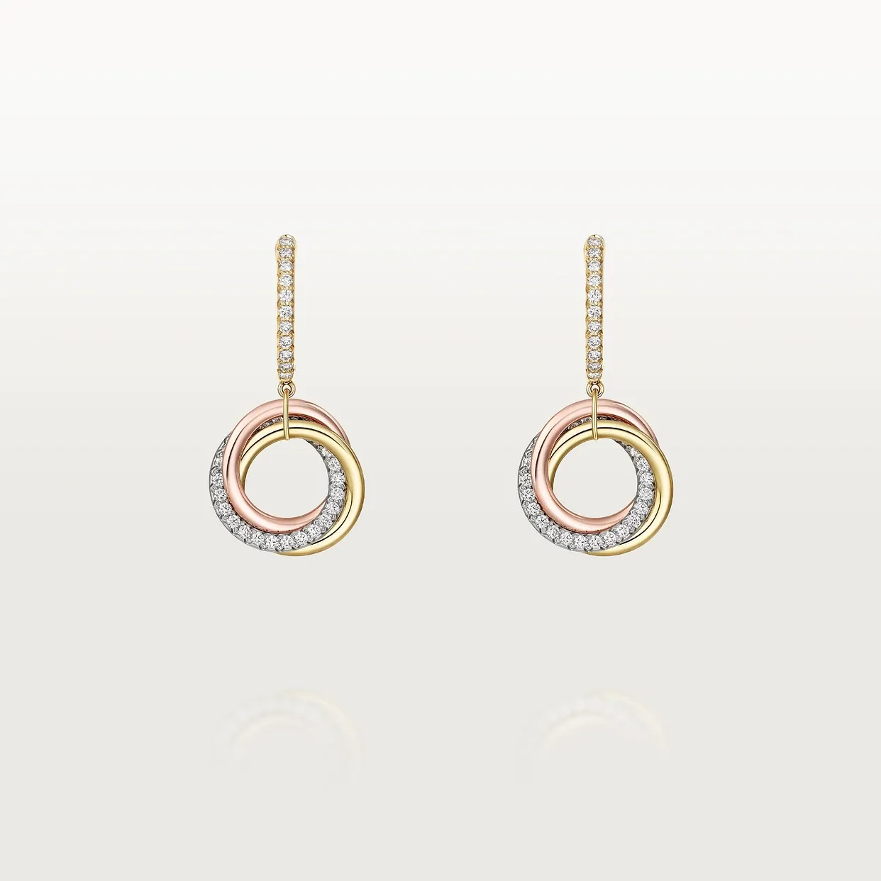Trinity earrings, semi-paved