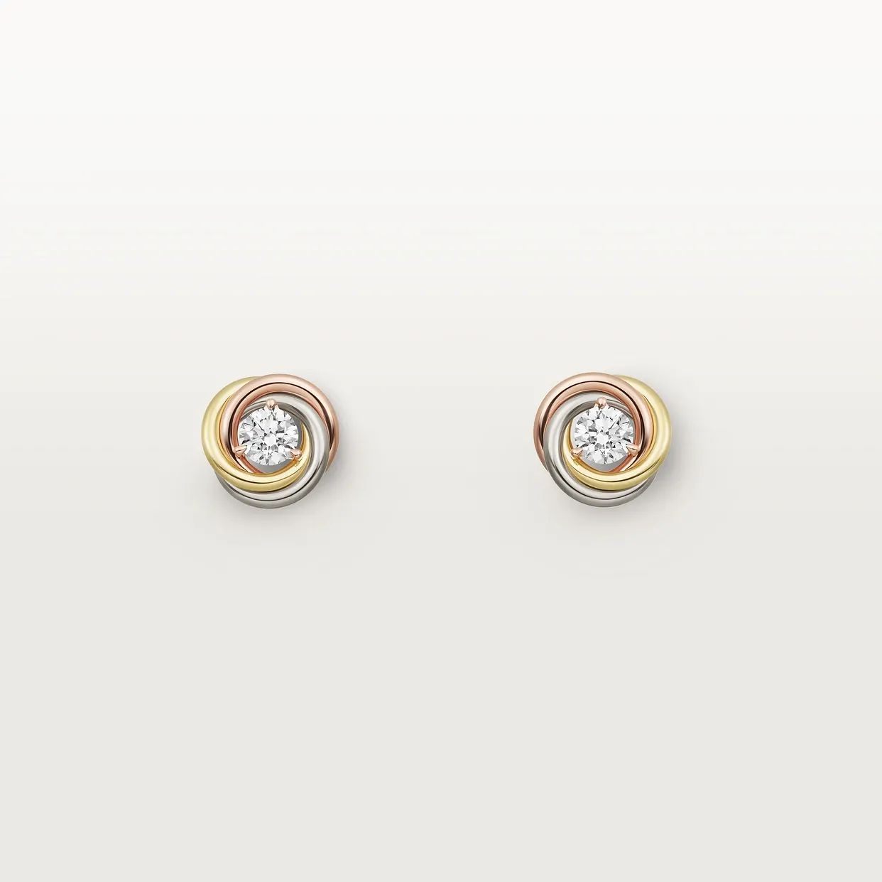 Trinity stud earrings, brilliant-cut diamonds