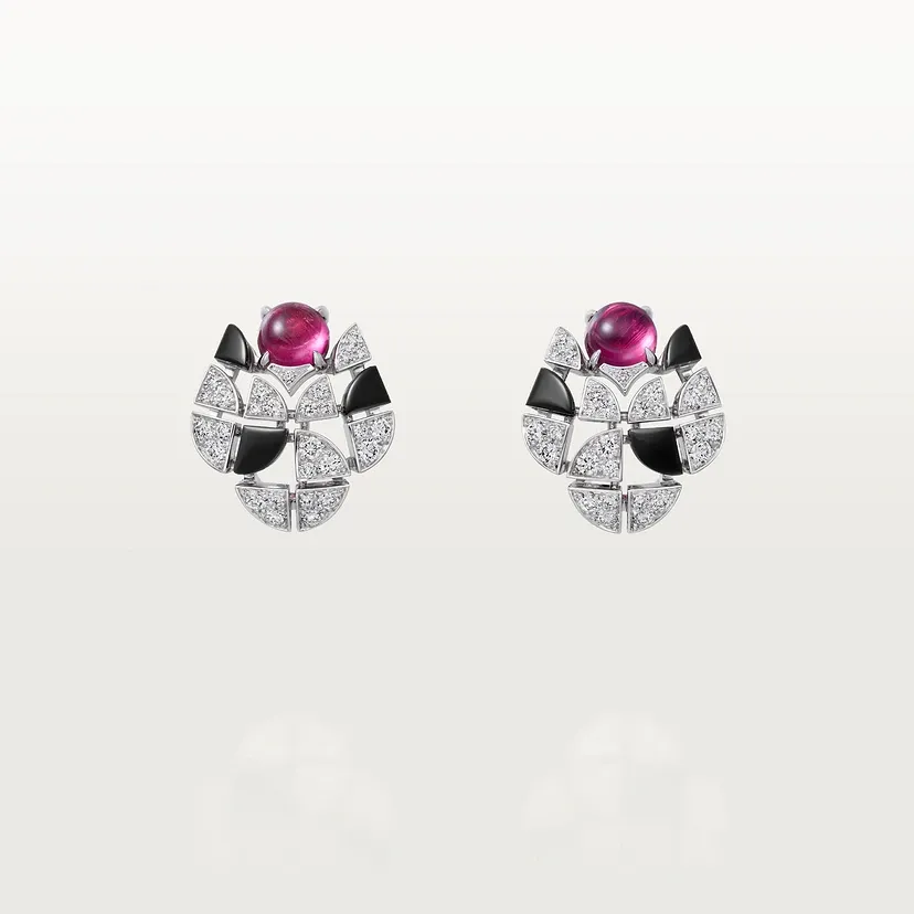 Beautés du Monde stud earrings, rubellite, paved