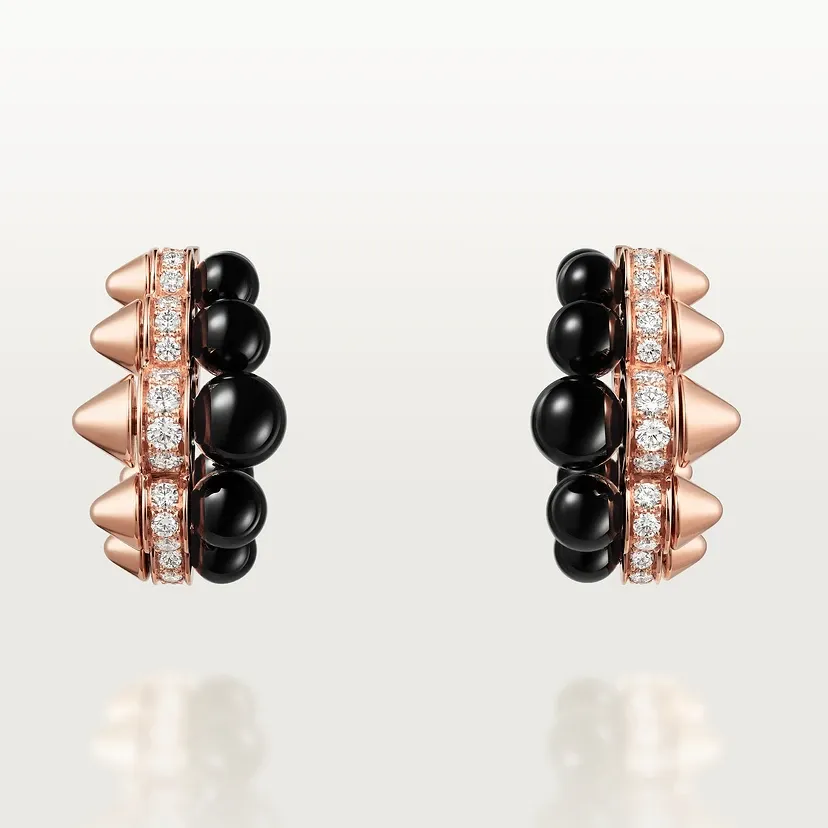 Clash de Cartier hoop earrings, onyx, extra-large model, diamonds