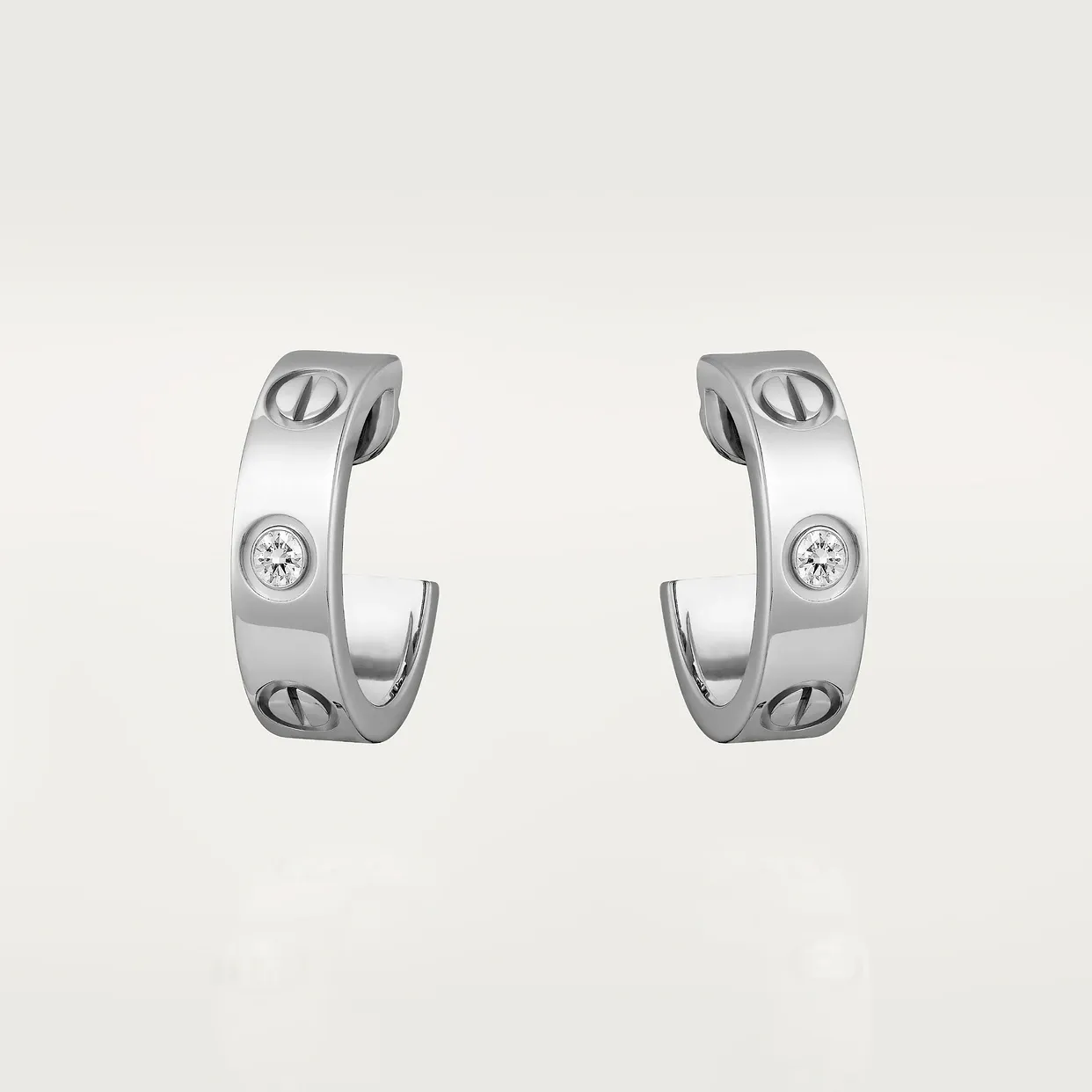 LOVE hoop earrings, classic model, 2 diamonds