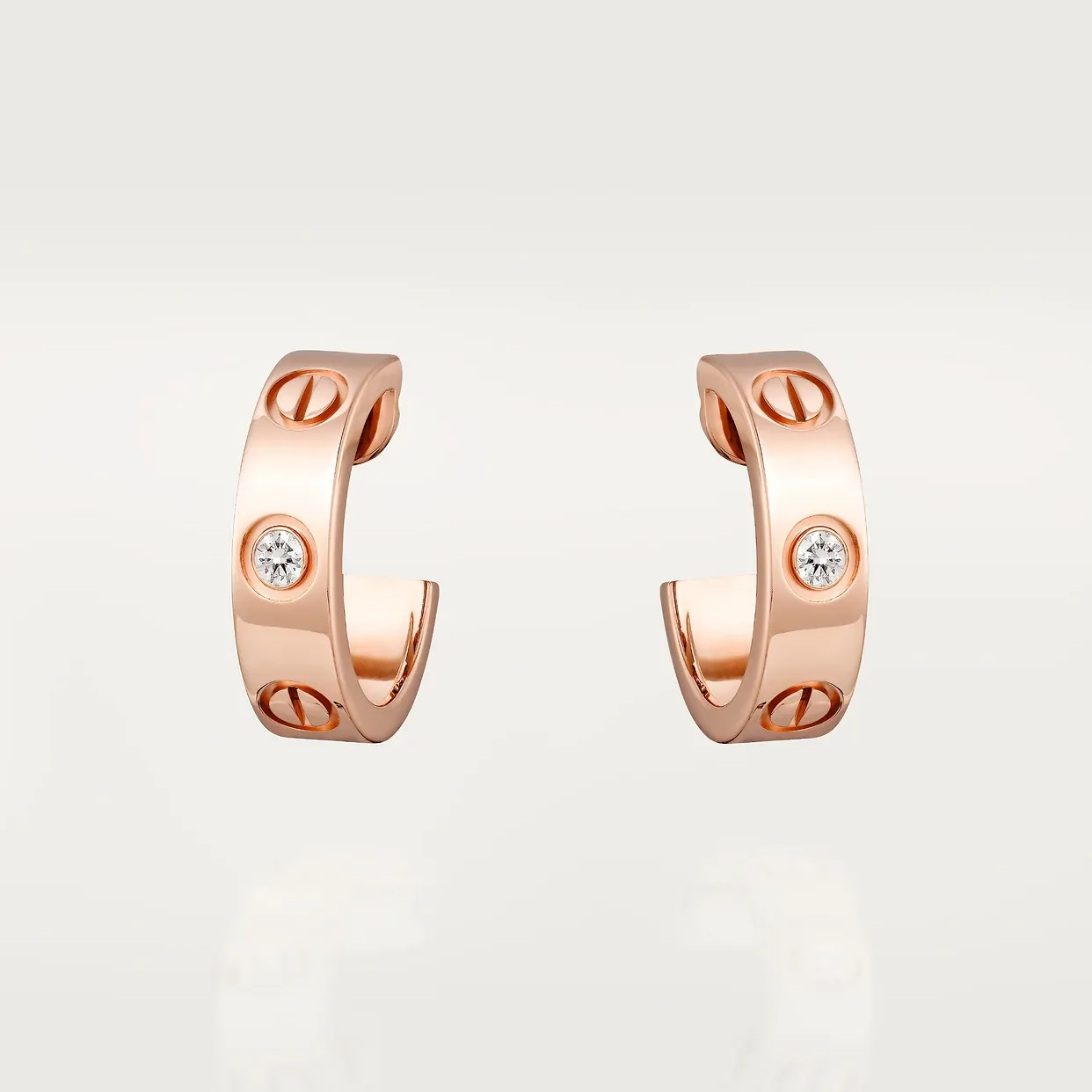 LOVE hoop earrings, classic model, 2 diamonds