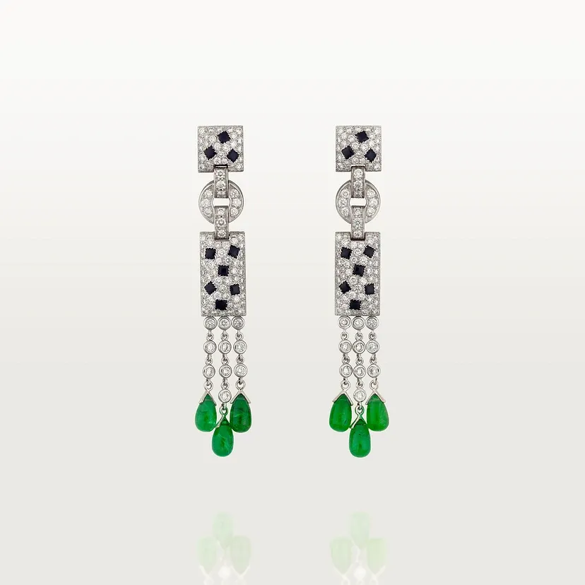 Panthère de Cartier earrings, emerald, paved