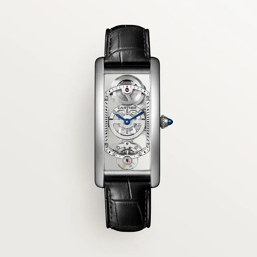 Tank Cintrée skeleton watch