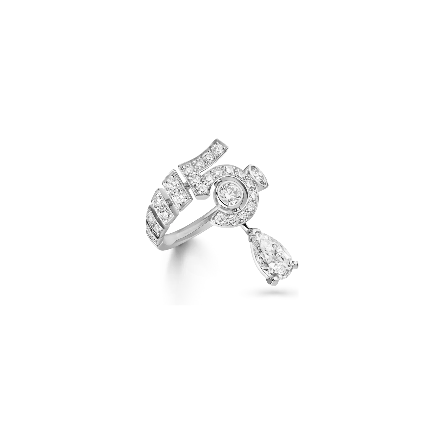 N°5 Drop White Gold Ring