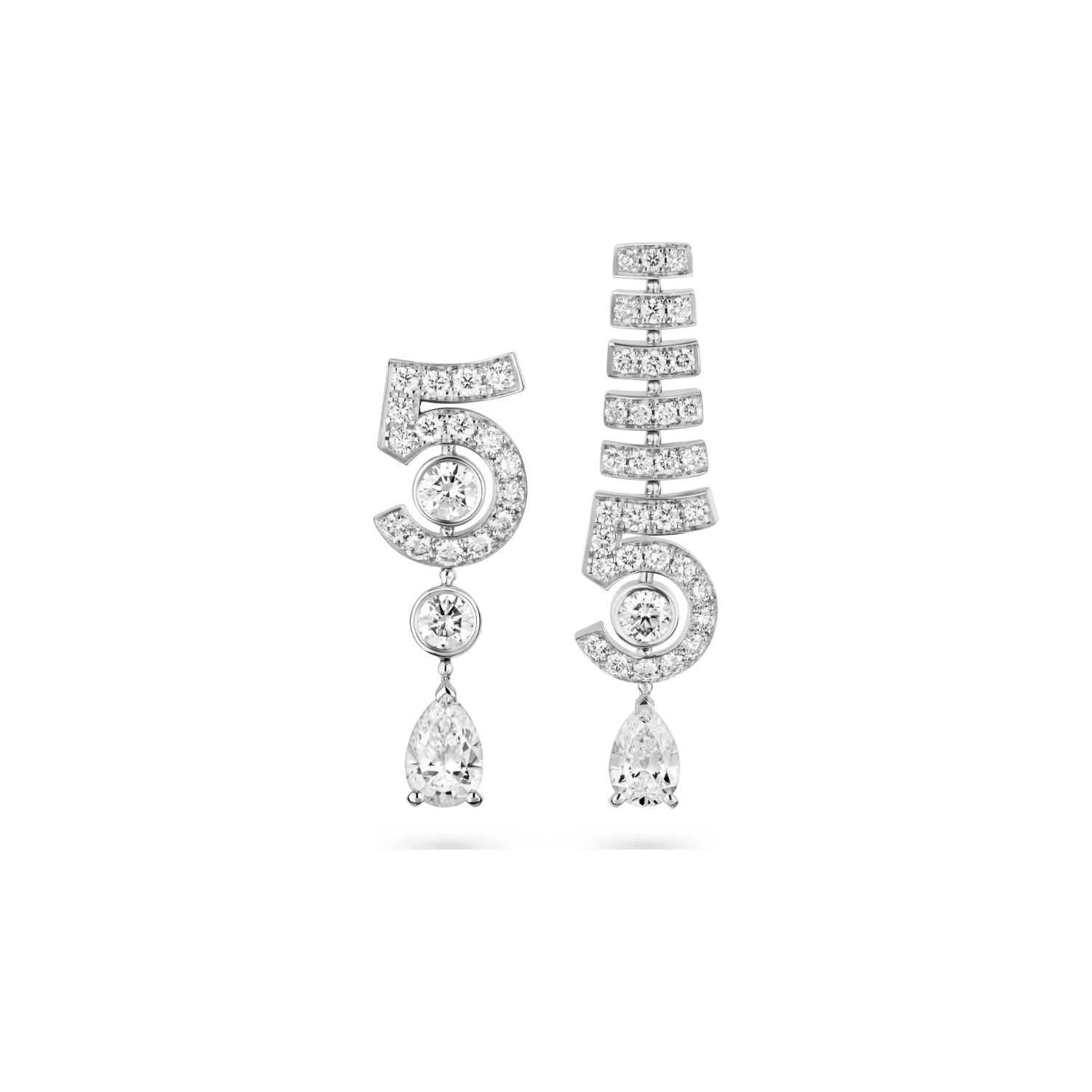 N°5 Drop White Gold Earrings
