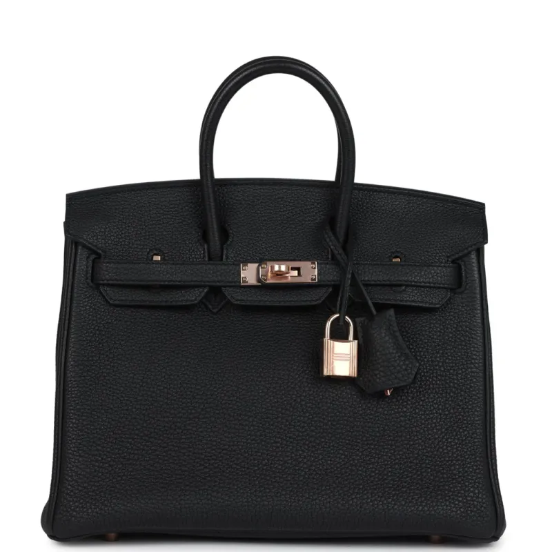 Hermès Birkin 25 Black Togo Rose Gold Hardware