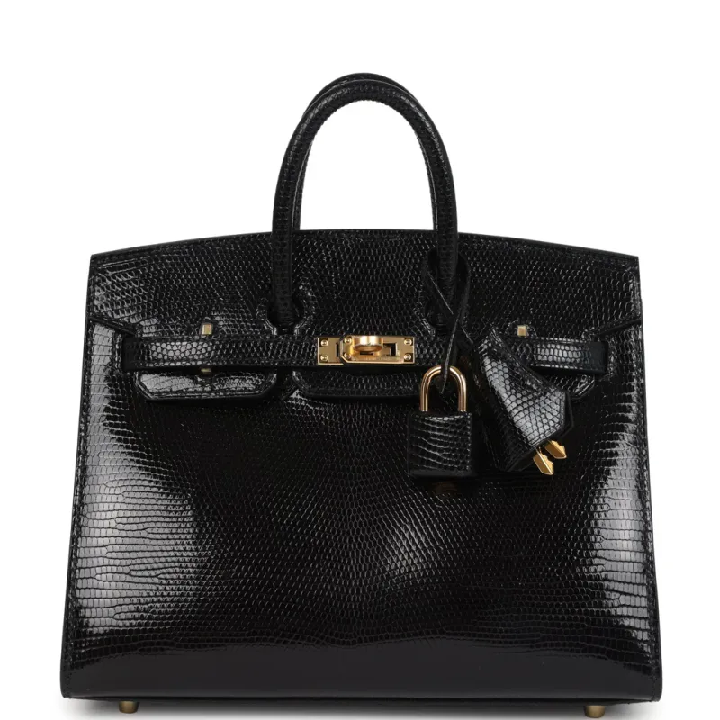 Hermès Birkin Sellier 20 Black Varanus Niloticus Lizard Gold Hardware