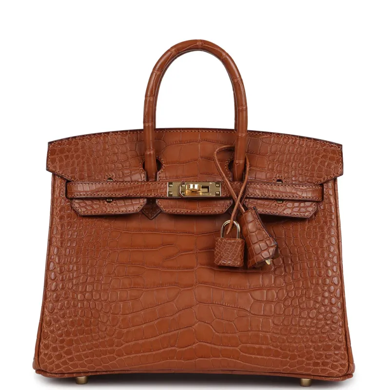 Hermès Birkin 25 Gold Matte Alligator Gold Hardware
