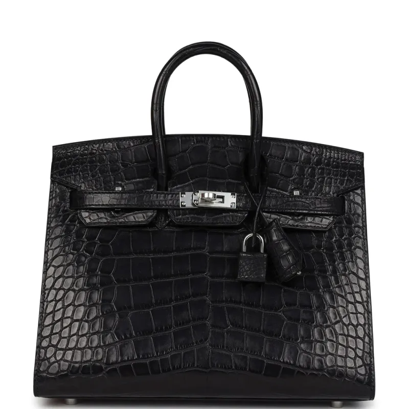 Hermès Birkin Sellier 25 Black Matte Alligator Palladium Hardware
