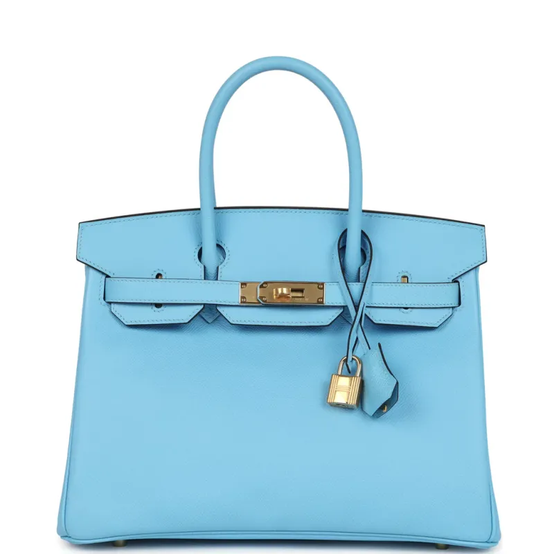 Hermès Birkin 30 Celeste Epsom Gold Hardware