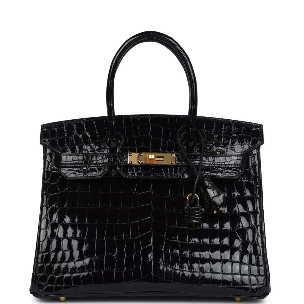 Hermès Birkin 30 Black Shiny Crocodile Niloticus Gold Hardware