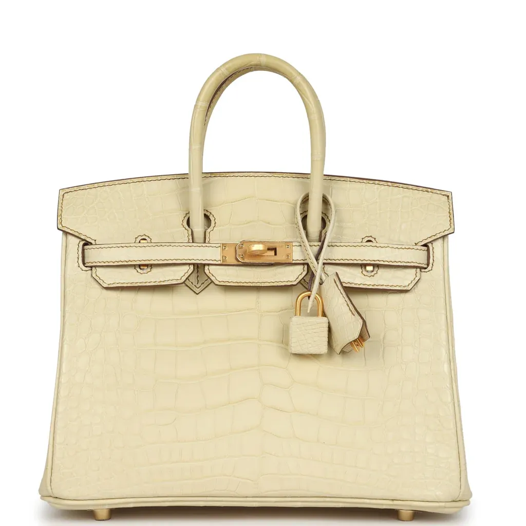 Hermès Special Order (HSS) Birkin 25 Vanille Matte Alligator Brushed Gold Hardware