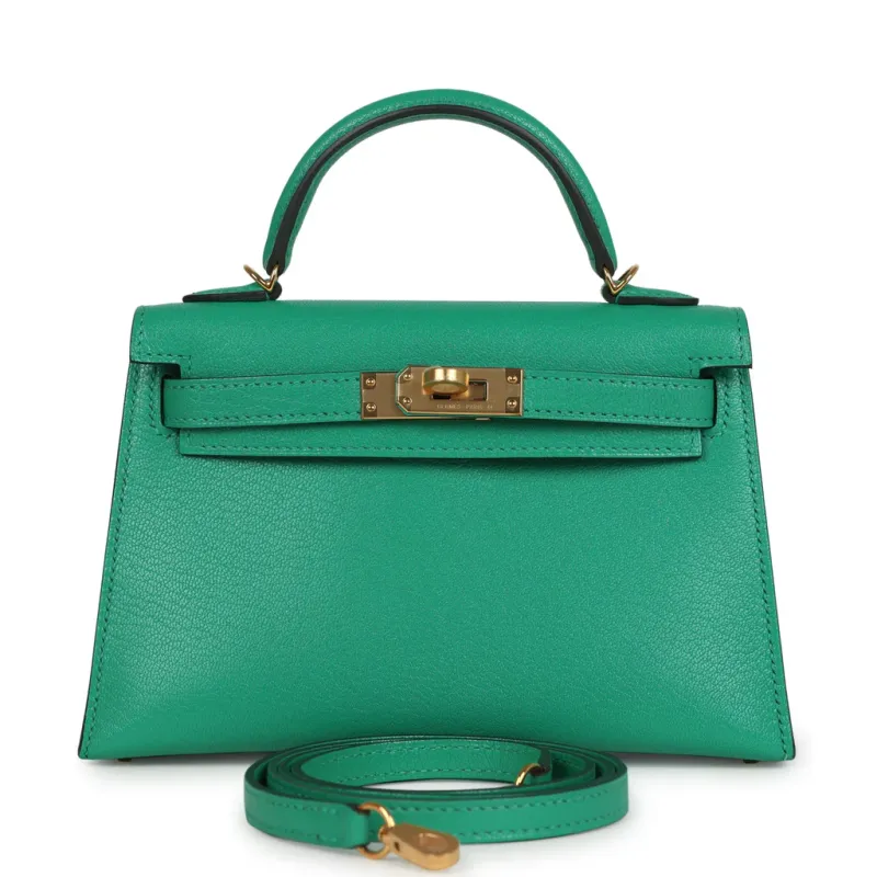 Hermès Kelly Sellier 20 Menthe Chevre Chamkila Gold Hardware