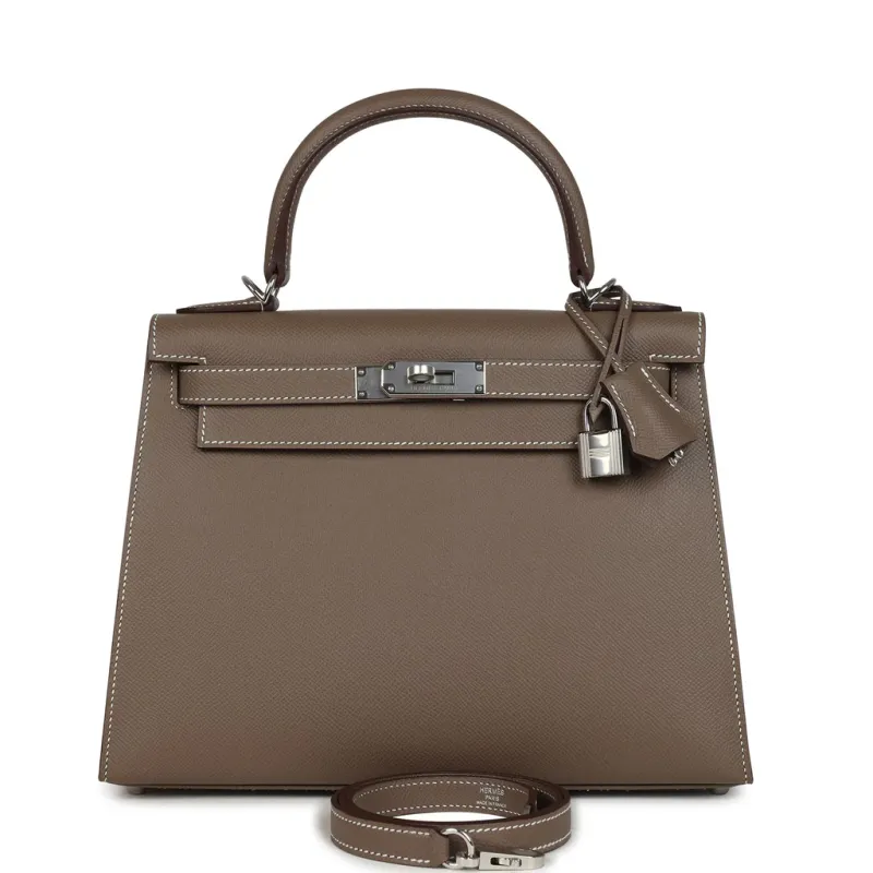 Hermès Kelly Sellier 28 Etoupe Epsom Palladium Hardware