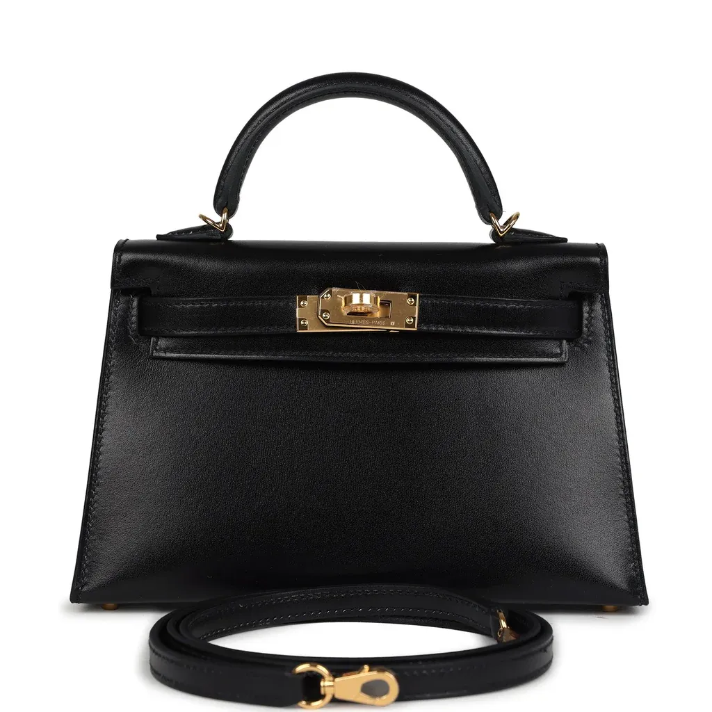Hermès Kelly Sellier 20 Black Box Gold Hardware