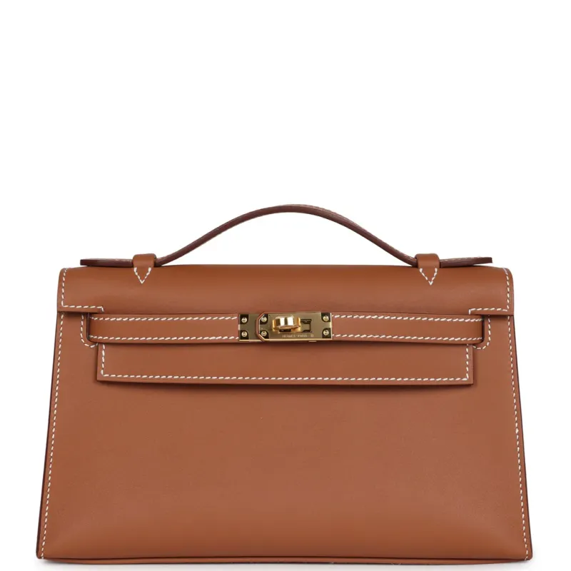 Hermès Kelly Pochette Gold Swift Gold Hardware