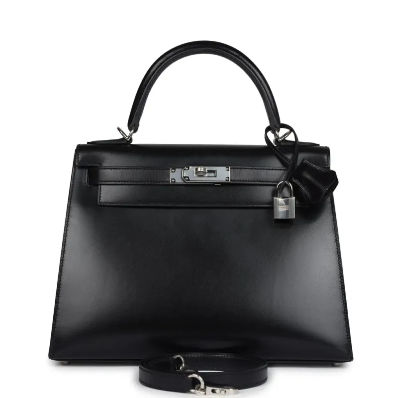 Hermès Kelly Sellier 28 Black Box Palladium Hardware
