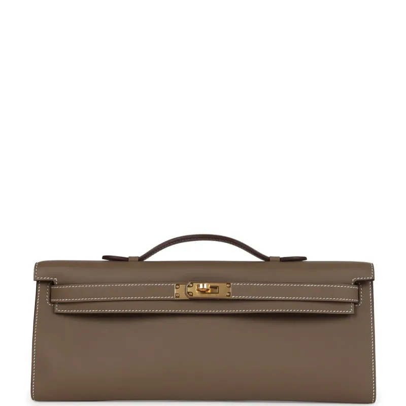 Hermès Kelly Cut Etoupe Swift Gold Hardware