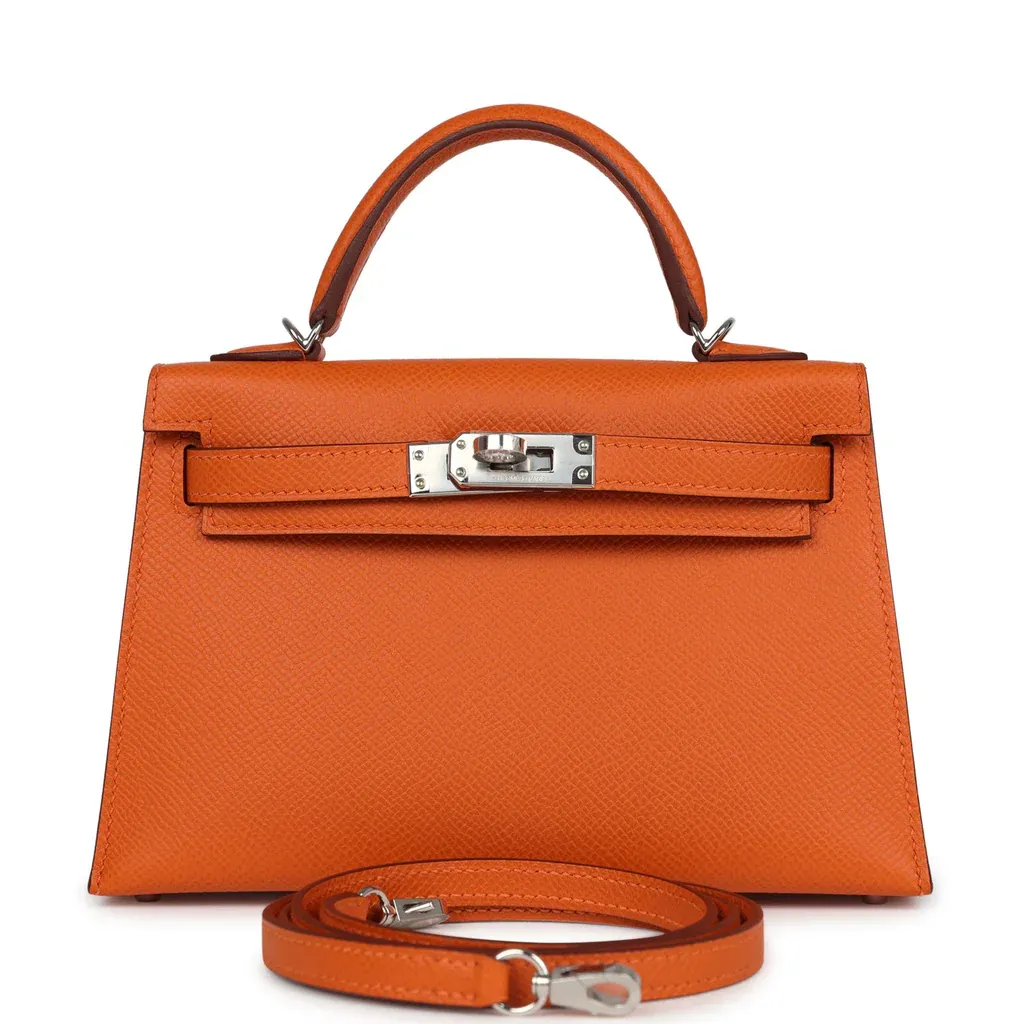 Hermès Kelly Sellier 20 Orange Epsom Palladium Hardware