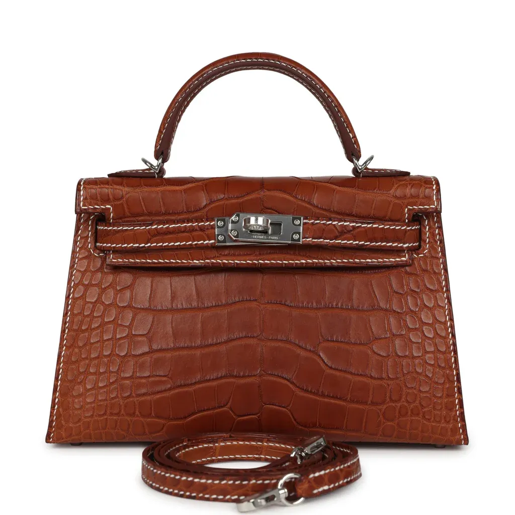 Hermès Kelly Sellier 20 Fauve Matte Alligator Barenia Palladium Hardware