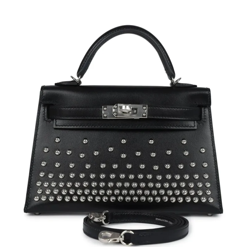 Hermès Kelly Sellier 20 Clouté Black Box Palladium Hardware