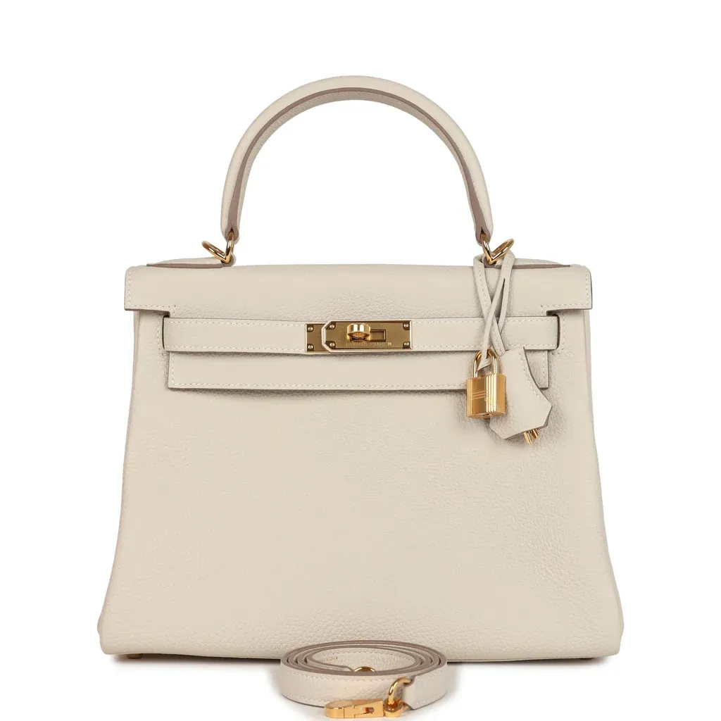 Hermès Kelly Retourne 28 Craie Togo Gold Hardware