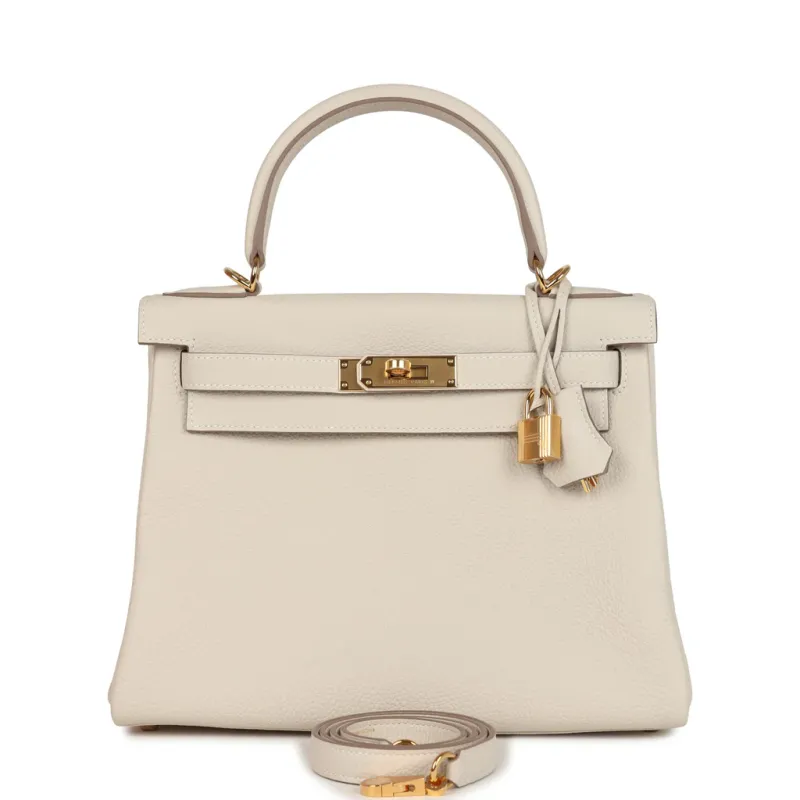 Hermès Kelly Retourne 28 Craie Togo Gold Hardware