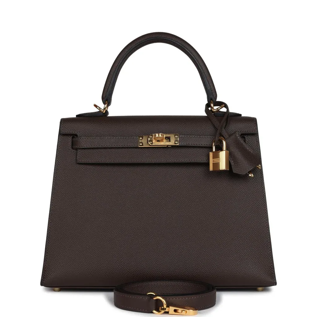 Hermès Kelly Sellier 25 Ecorce Epsom Gold Hardware
