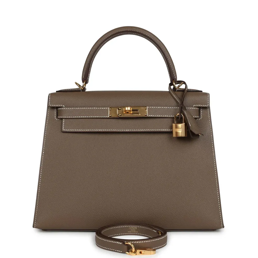 Hermès Kelly Sellier 28 Etoupe Epsom Gold Hardware