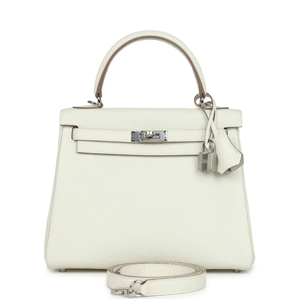 Hermès Kelly Retourne 25 Mushroom Togo Palladium Hardware