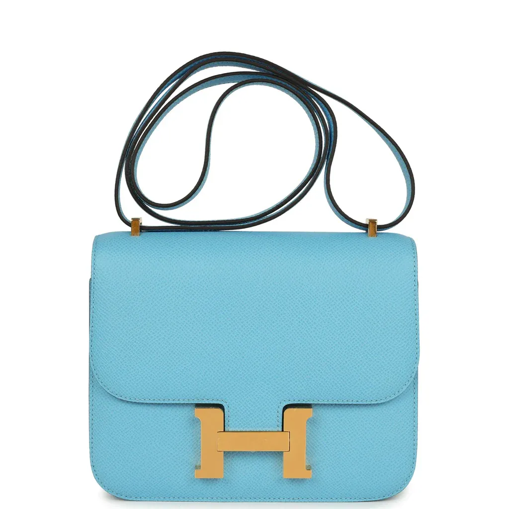 Hermès Constance 1-18 Celeste Epsom Gold Hardware