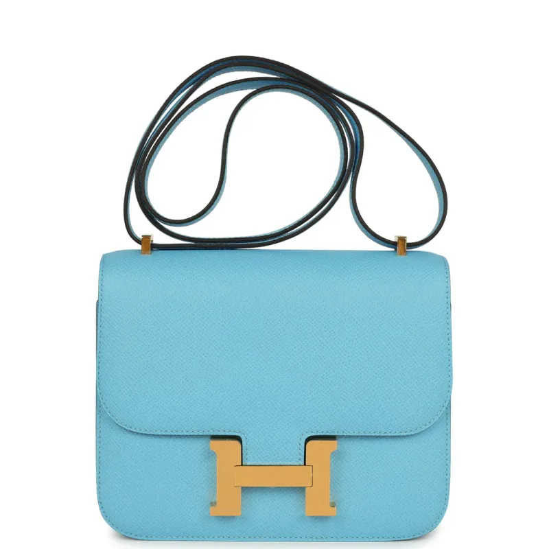 Hermès Constance 1-18 Celeste Epsom Gold Hardware