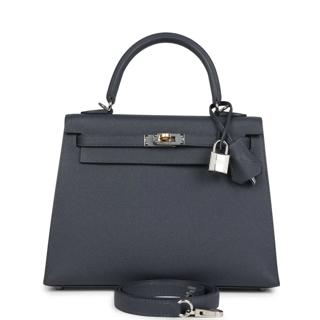 Hermès Kelly Sellier 25 Ardoise Epsom Electrum Hardware