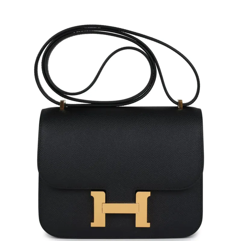 Hermès Constance 1-18 Black Epsom Gold Hardware