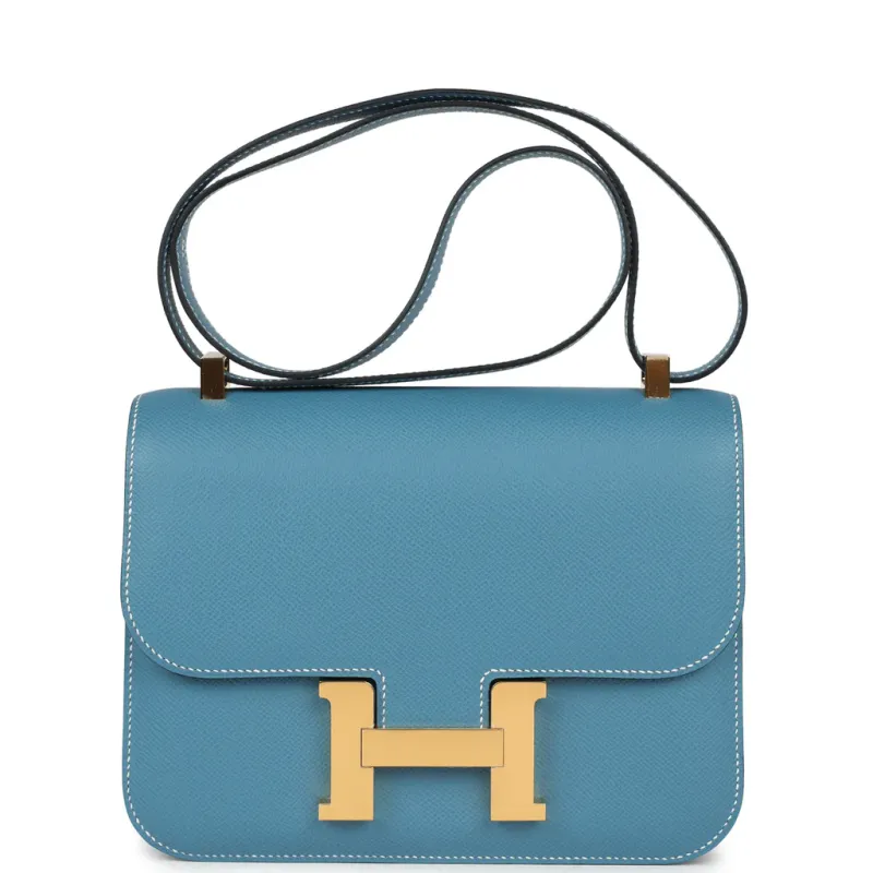 Hermès Constance 1-24 Blue Jean Epsom Gold Hardware