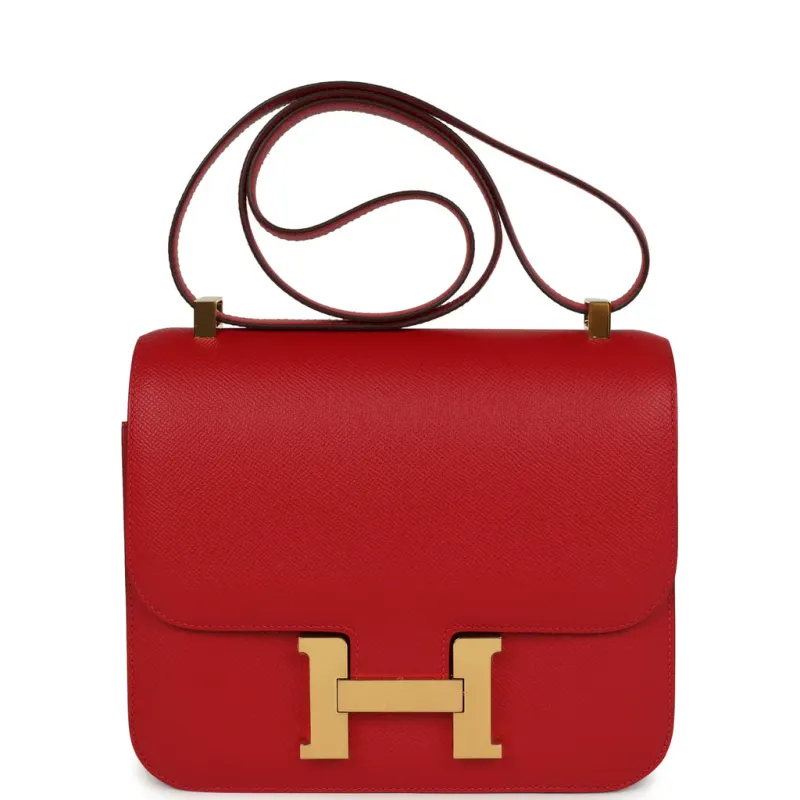 Hermès Constance 24 Rouge Casaque Epsom Gold Hardware