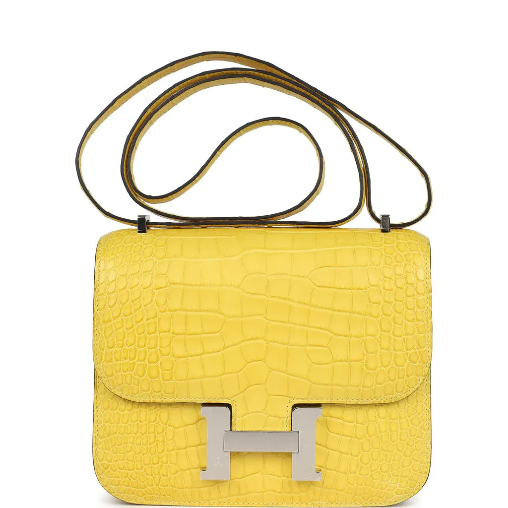 Hermès Constance 18 Mimosa Matte Alligator Palladium Hardware