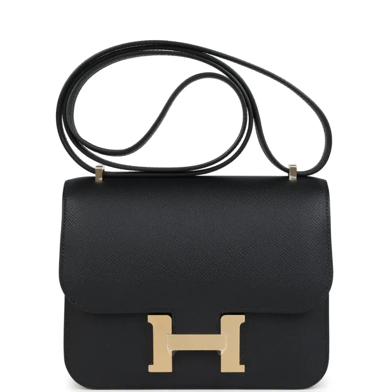 Hermès Constance 18 Black Epsom Brushed Gold Hardware