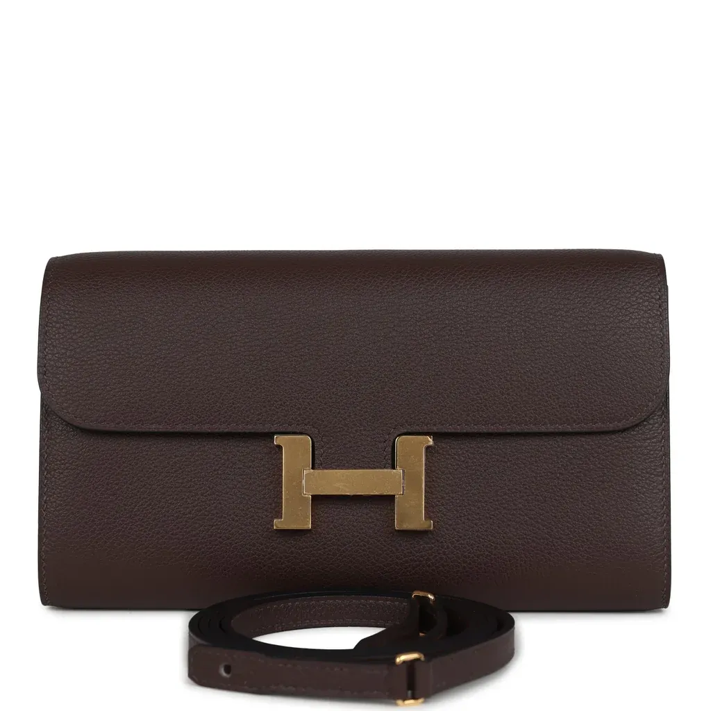 Hermès Constance Wallet To Go Moka Evercolor Gold Hardware