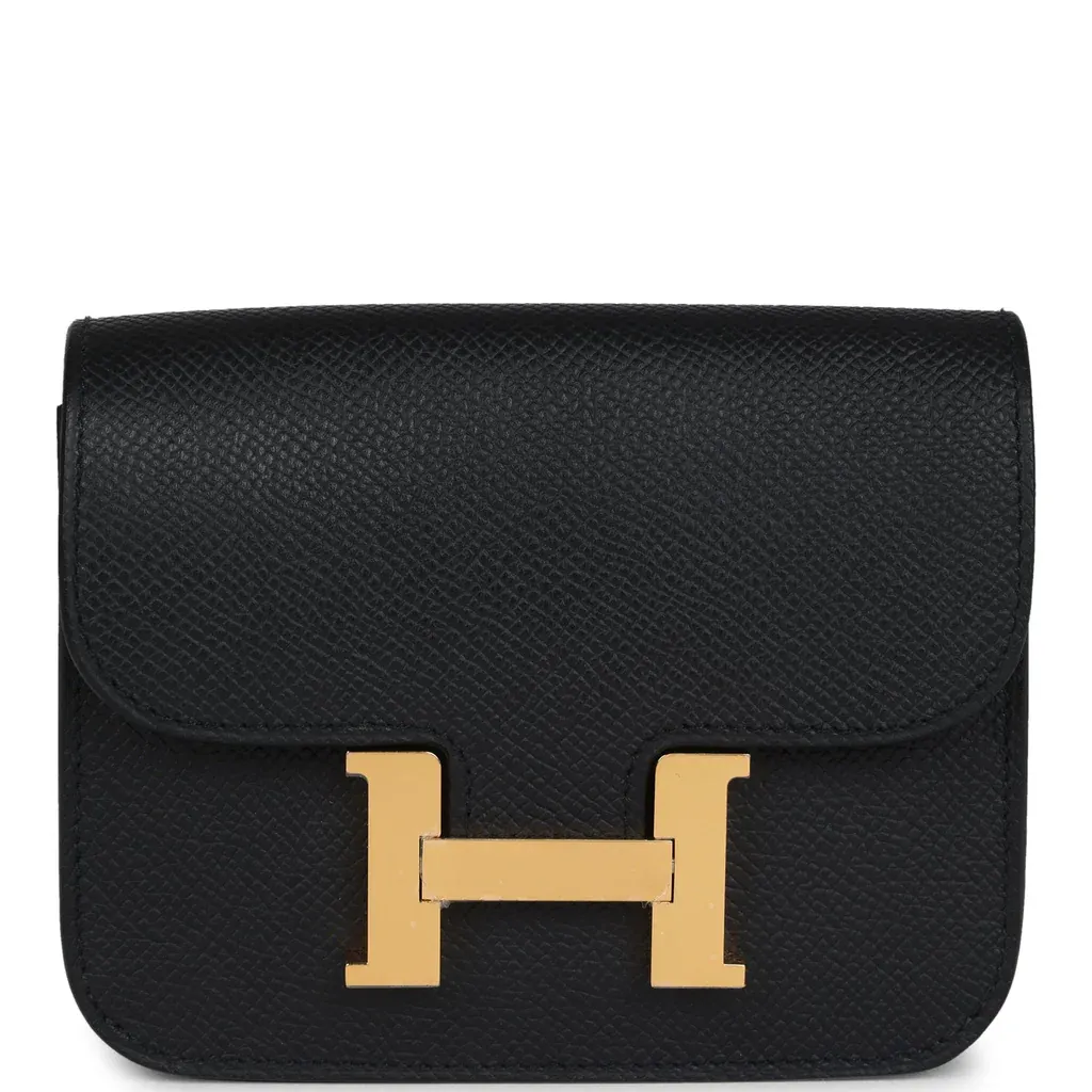 Hermès Constance Slim Wallet Black Epsom Gold Hardware